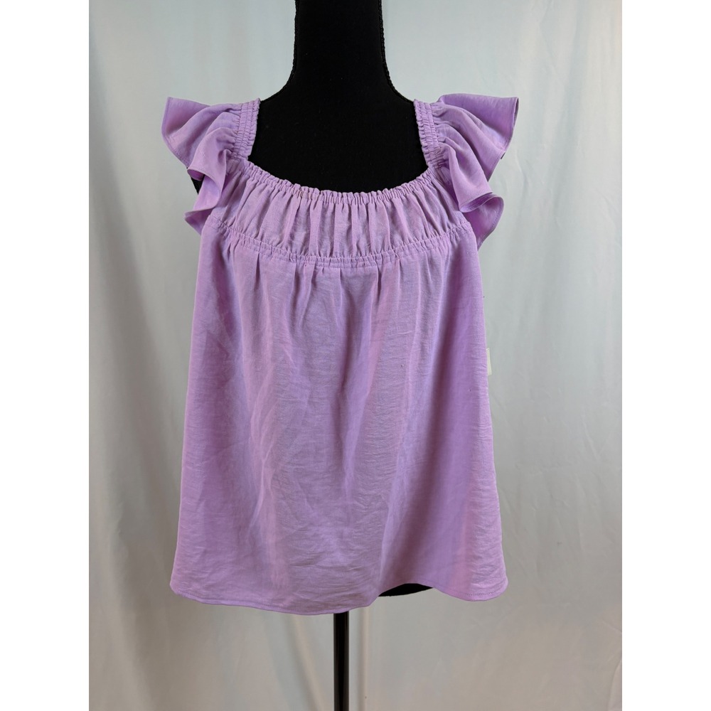 Stitch Fix Exclusive Lavender Ruffle Flutter Sleeve Square Neck Top Purple NEW